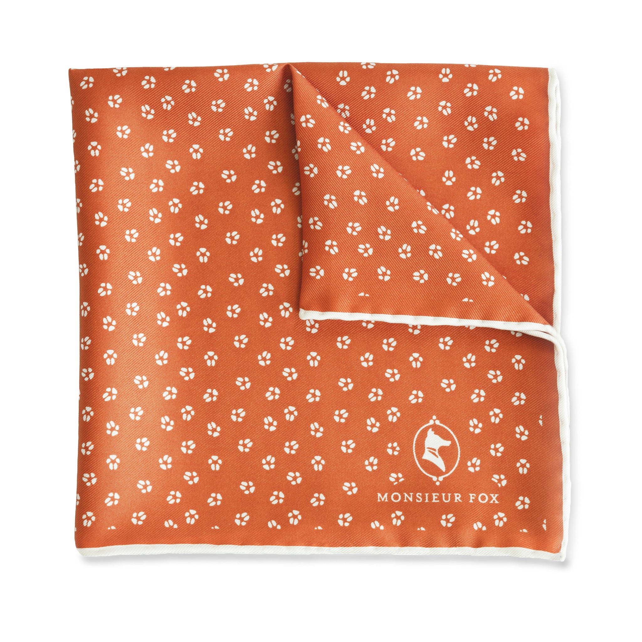 Everard Pocket Square - White on Orange