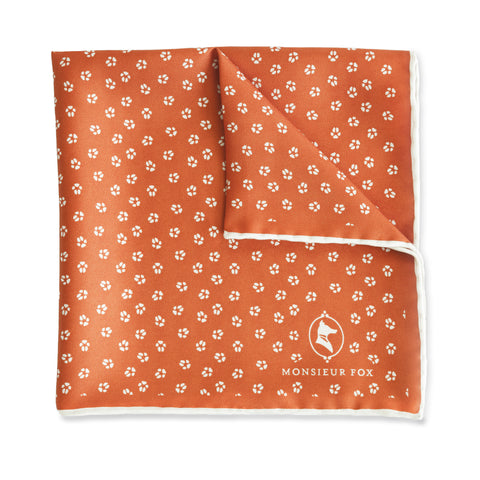 Everard Pocket Square - White on Orange