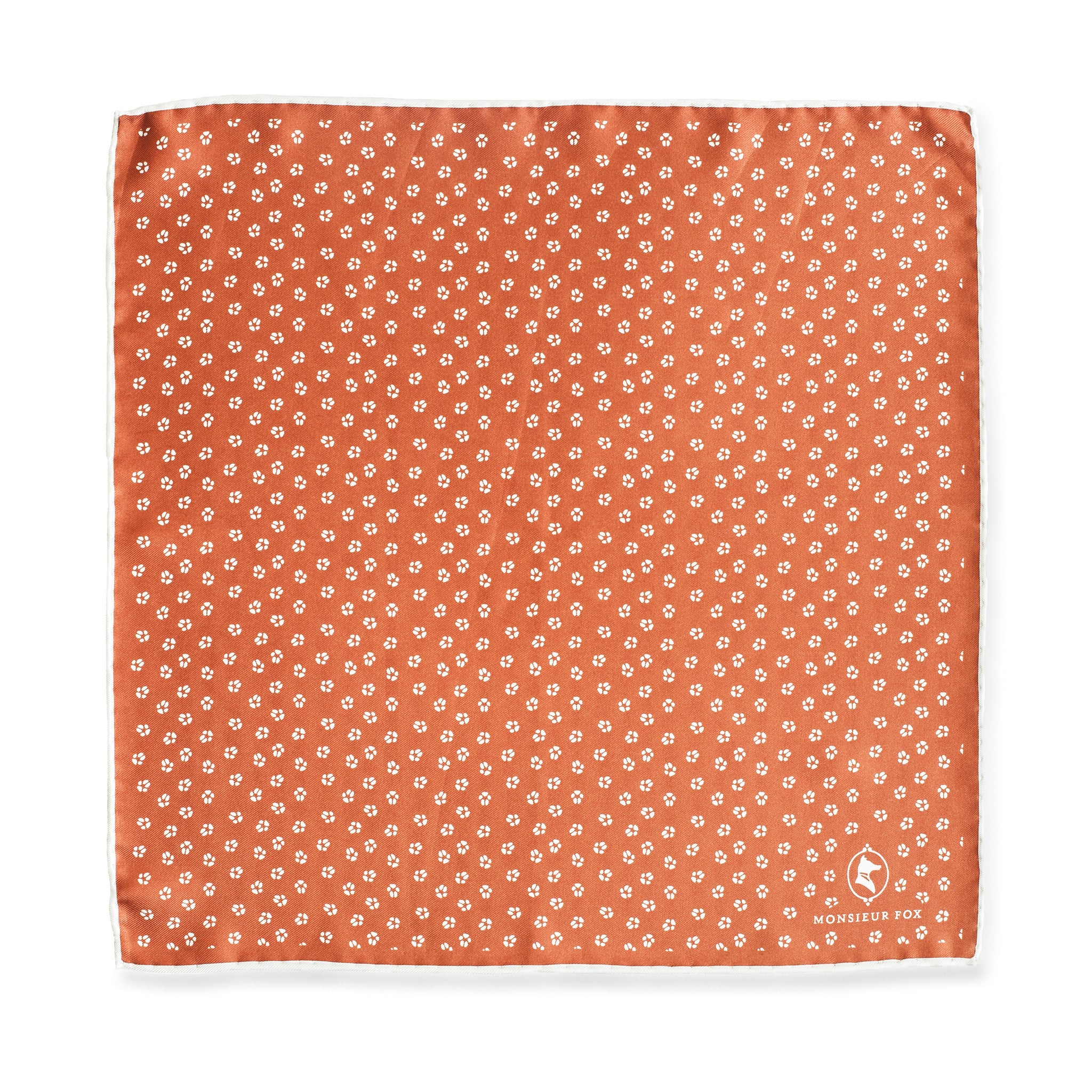 Everard Pocket Square - White on Orange