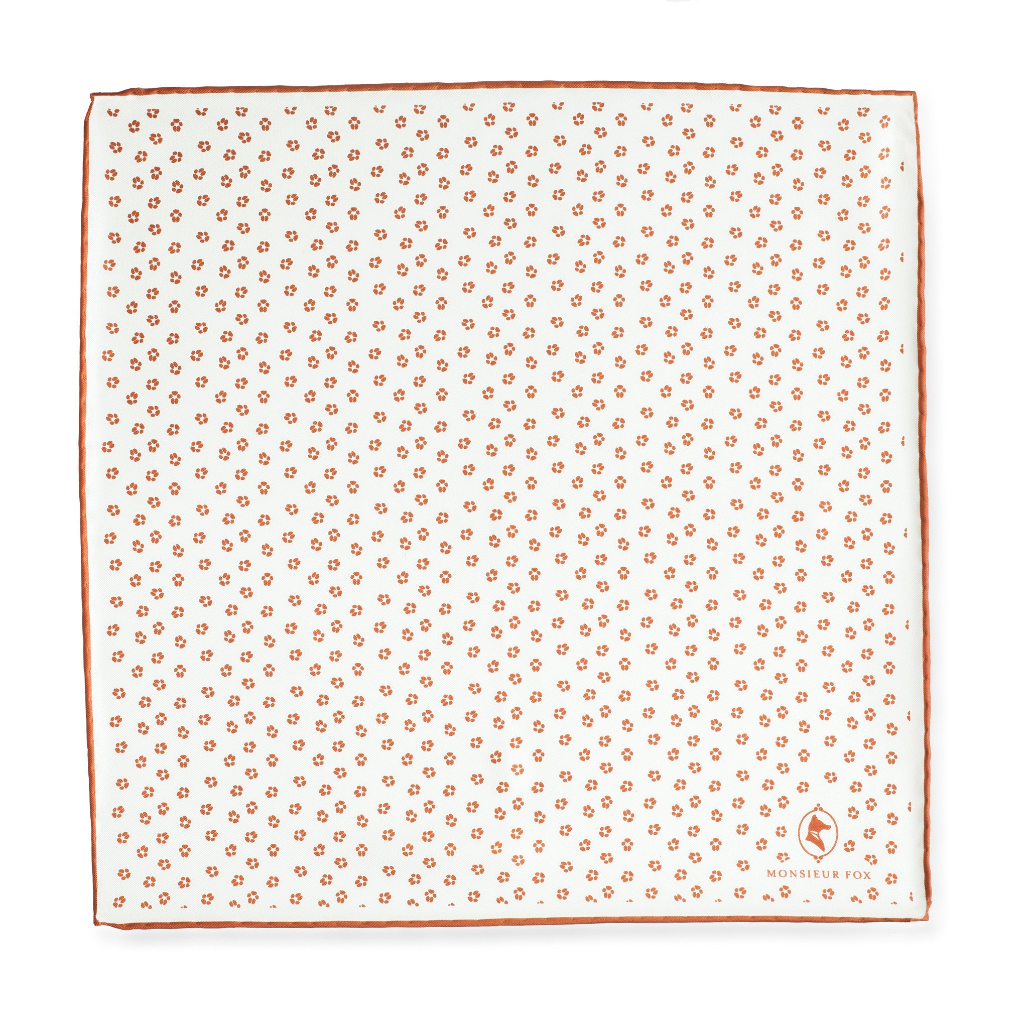 Everard Pocket Square - Orange on White