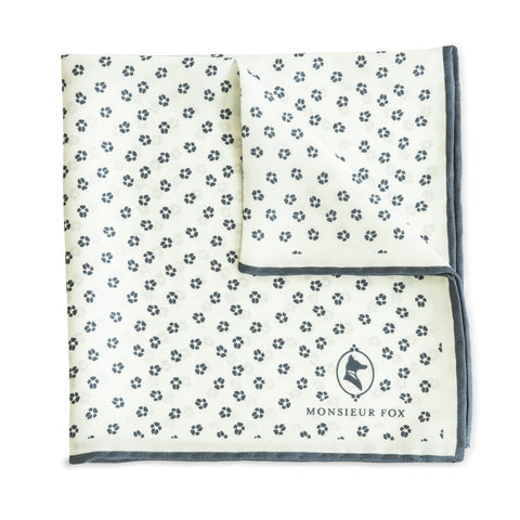 Everard Pocket Square - Blue on White