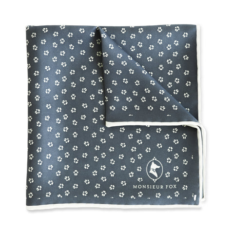 Everard Pocket Square - White on Blue