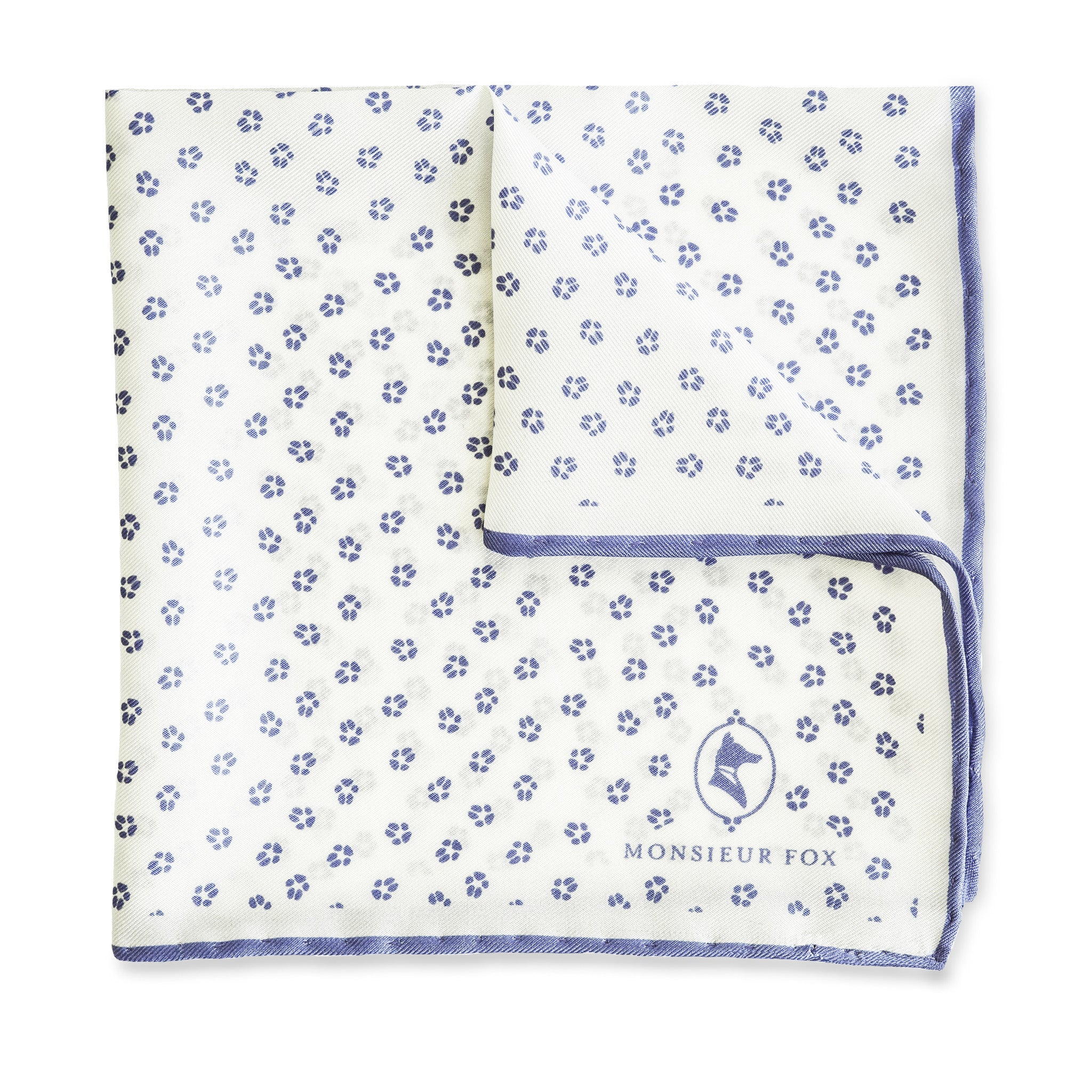 Everard Pocket Square - Purple on White