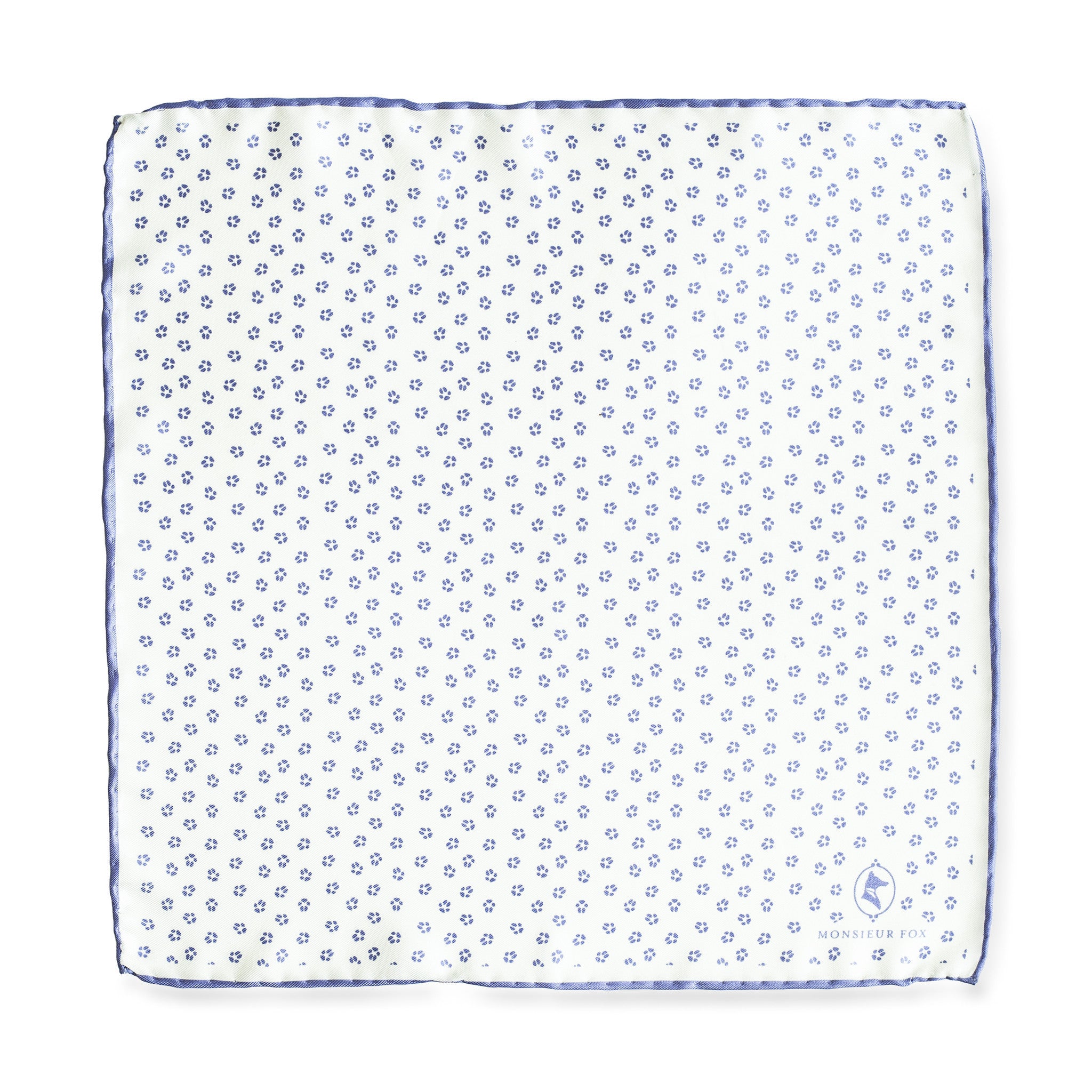 Everard Pocket Square - Purple on White