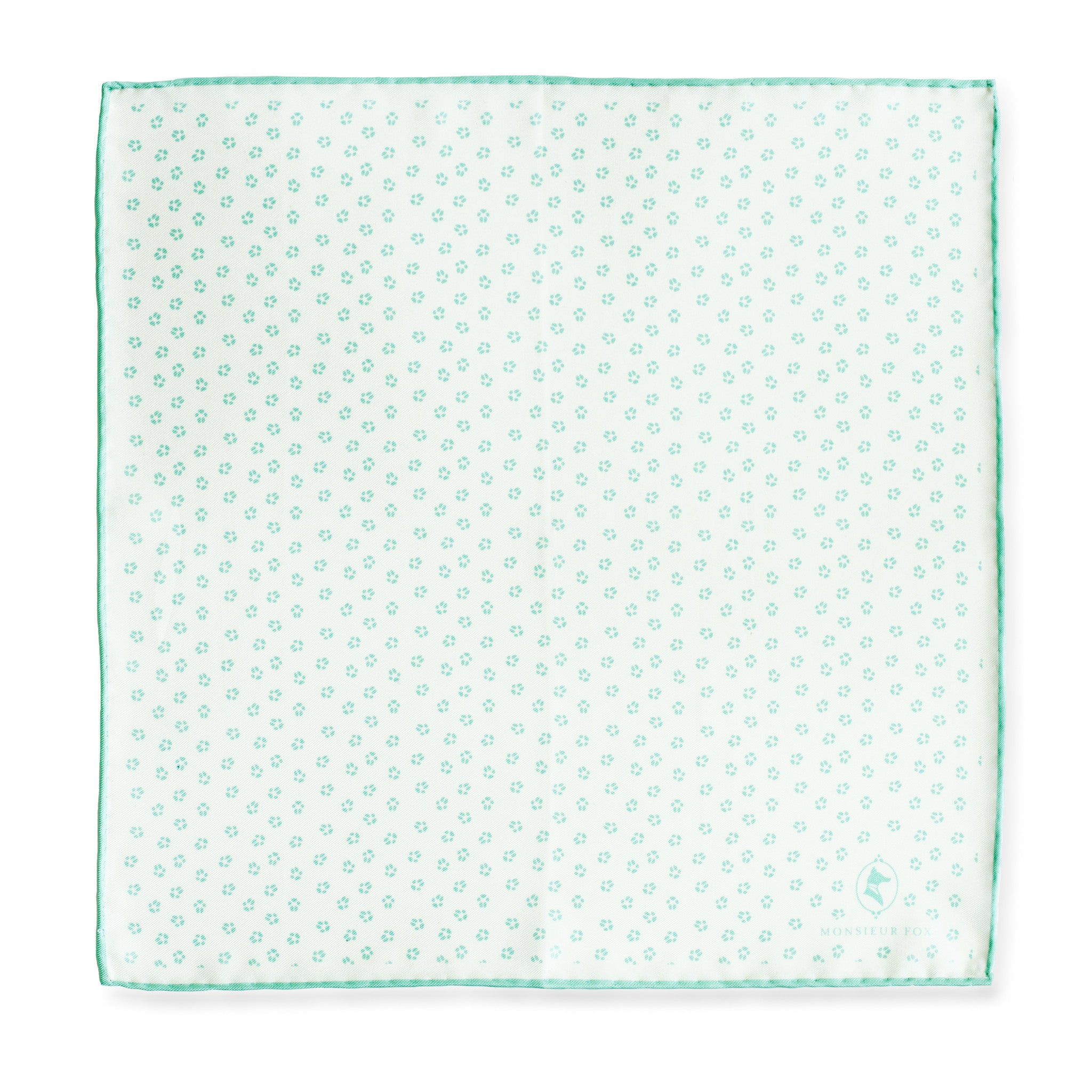 Everard Pocket Square - Mint Green on White